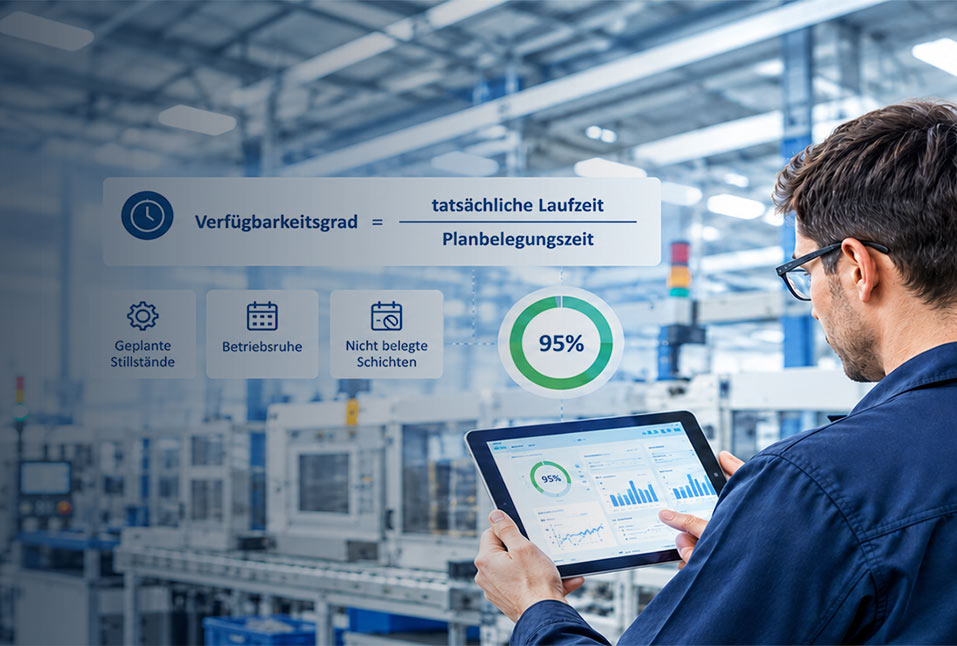 Blog-Vorschaubild zum Beitrag Anlagenverfügbarkeit berechnen: Formel, Varianten, Grenzen